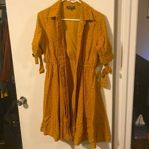 Jubilee Leaf Print Mustard Yellow Dress